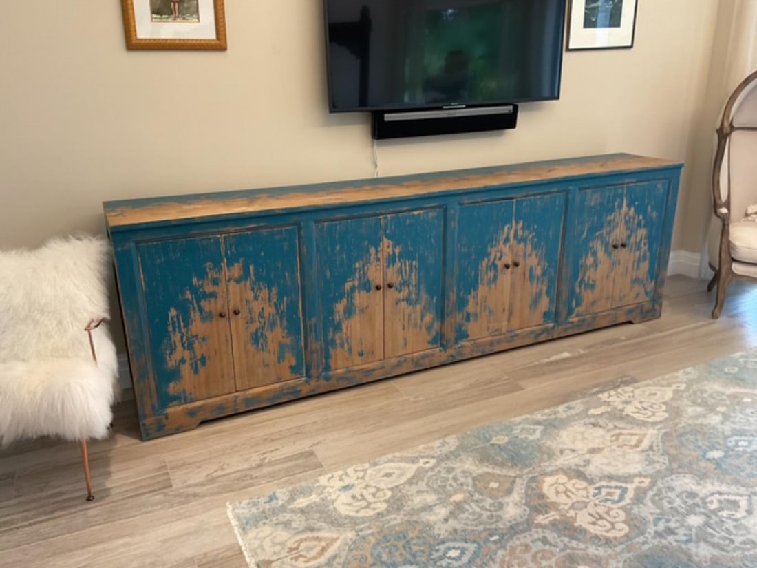 It Takes an Hour Vintage Blue Eight Door Sideboard (1 of 1)