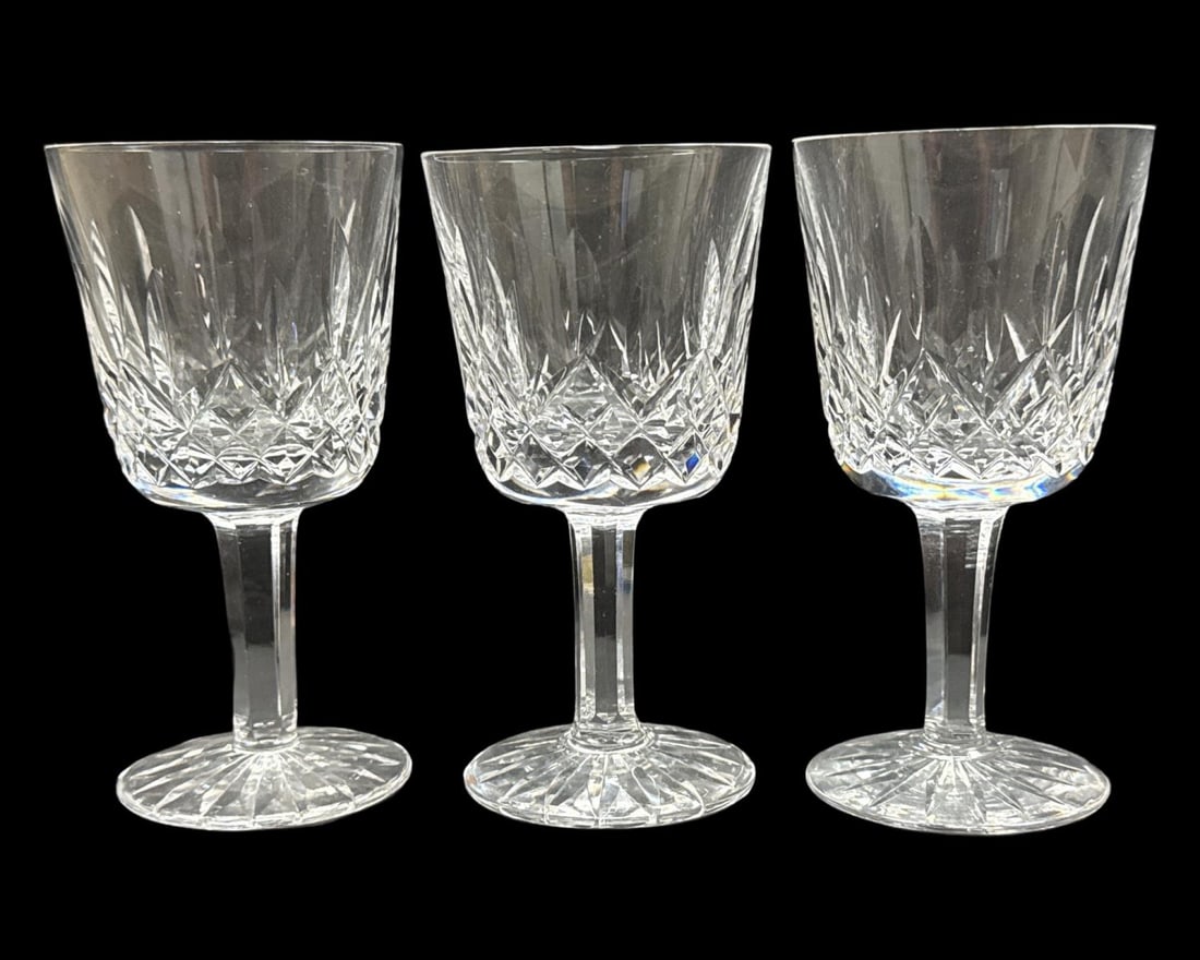 Lot of Six Waterford Crystal Lismore Claret Wine Glasses: Lot of Six Waterford Crystal Lismore Claret Wine Glasses measures H: 4 3/8"
