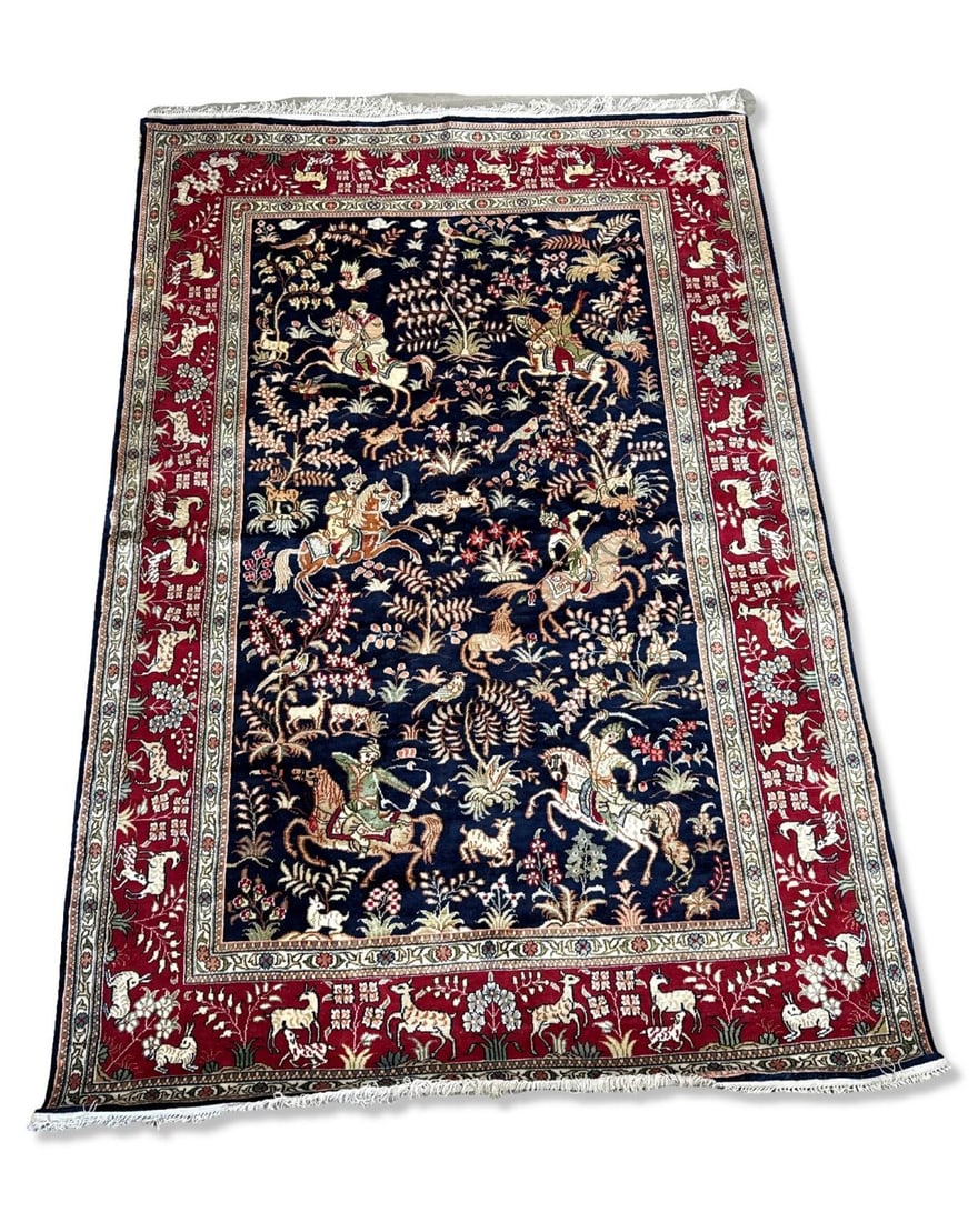 Silk Hand Made Oriental Multicolored Rug (1 of 3)