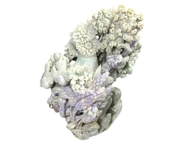 Rare Large Chinese Lavender Jadeite Stone Carving