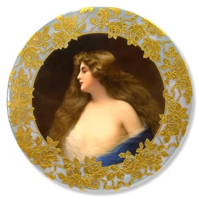 KPM Hand Painted & Gilt Porcelain Portrait Plaque