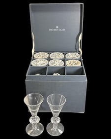 Lot of Eight Steuben Crystal Teardrop Red Wine Glasses