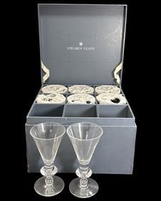 Lot of Eight Steuben Crystal Teardrop Water Goblets