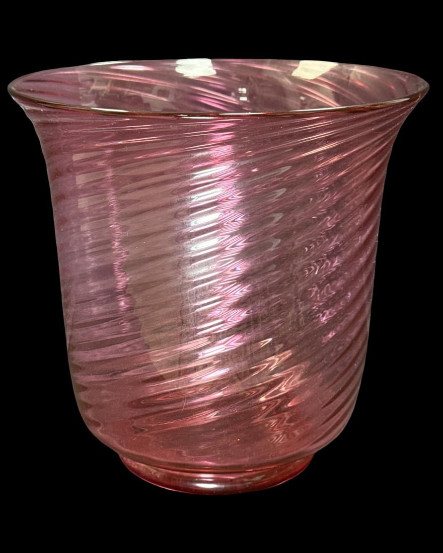 Signed Steuben Golden Ruby Spiral Vase: Signed Steuben Golden Ruby Spiral Vase measures H: 6 7/8" x DIA: 6 7/8"