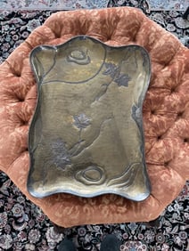 Brass Floral Motif Serving Tray