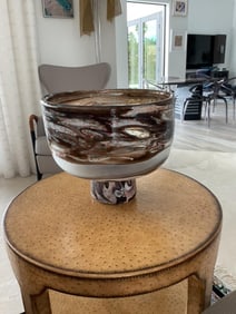 Hand Blown Art Glass Centerpiece Vase
