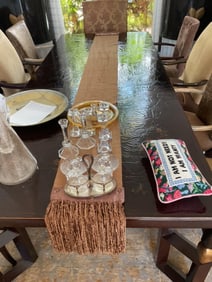 Custom Table Runner in Silk & Trims with Detachable Ends