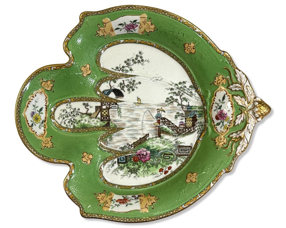 Antique T. Goode & Co. Green Border & Gilt Decorated Porcelain Tray (1 of 2)