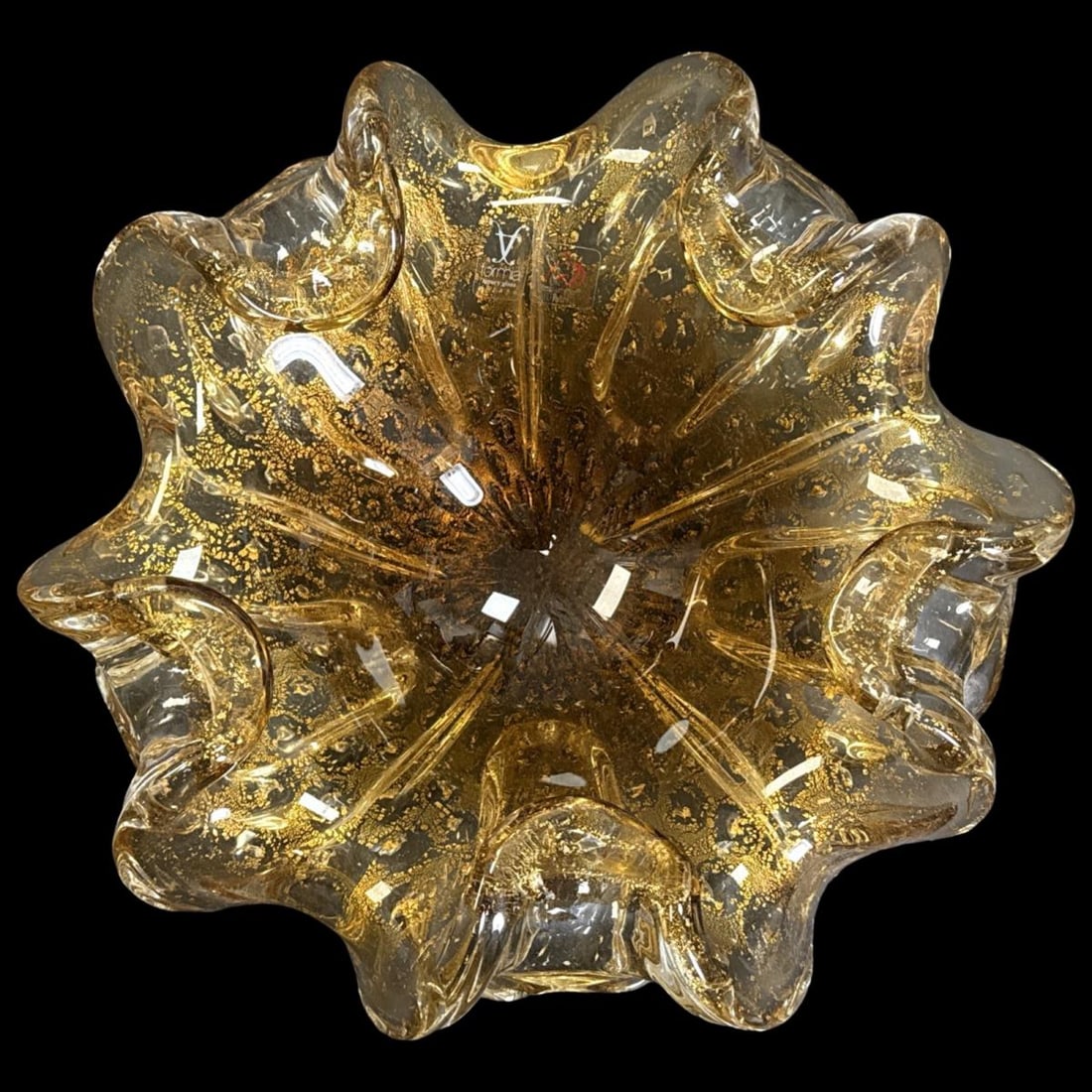 Vetro Artistico Murano Controlled Bubble Freeform Centerpiece Bowl (1 of 2)