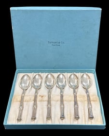 Lot of Six Tiffany & Co. Sterling Silver Bambooo Demitasse Spoons
