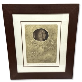 Signed Lucia Maya (Mexican, b. 1953) Lithograph El Espejo de Caronte