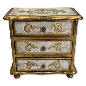 Antique Three Drawer Miniature Footed Jewelry Music Box