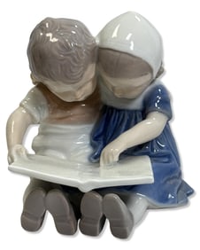 Royal Copenhagen Bing & Grondahl 1567 Children Reading Porcelain Figurine