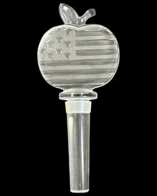 Crystal American Flag Apple Motif Decanter Stopper