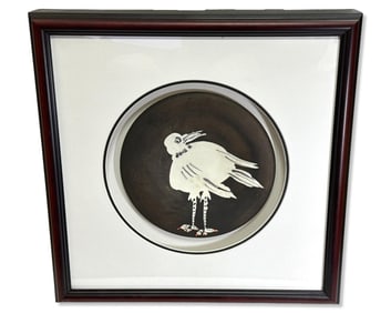 Pablo Picasso (Spanish, 1881-1973) Oiseau No. 93 (A.R. 486) White Earthenware Clay Plate Painted