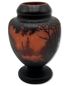 Signed Muller Fres Luneville French Landscape Cameo Vase