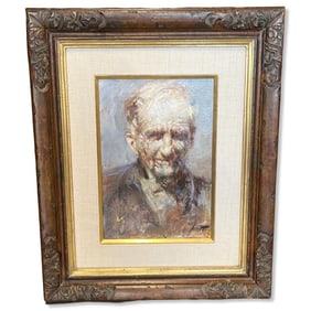 Signed Pino (1939-2010) Oil Painting on Canvas Man's Portrait