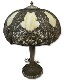 Miller & Co. Slag Glass Table Lamp with Metal Base