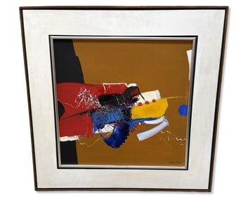 Signed Mario Alfredo Caristina Abstract Oil Painting on Canvas Abandond