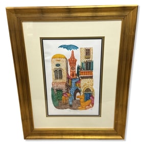 Signed Amram Ebgi (Israeli/American, b. 1939) Lithograph in Color Alley in Jerusalem