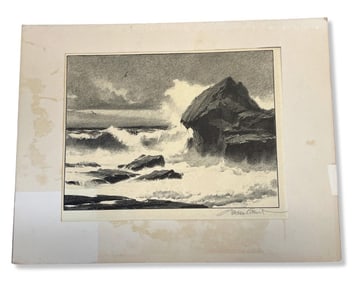 Signed Gordon Grant (American, 1875-1962) Original Lithograph Conflict 1940