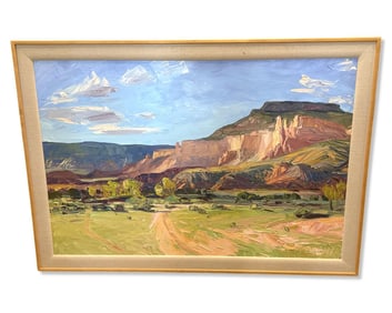 Signed Louisa McElwain (American, 1953-2013) Late Afternoon, Ghost Ranch Oil Painting on Canvas