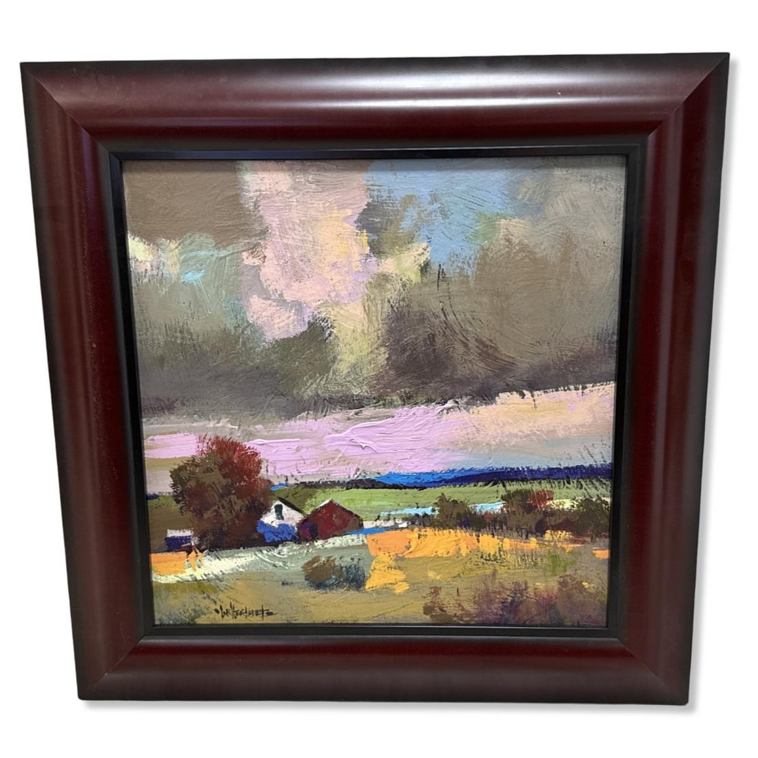 Signed Ian Hertslet (South African b. 1951) Oil Painting Rural Farm Scene (1 of 3)