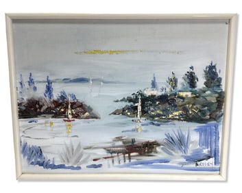 Signed Alfred Birdsey (English/Bermudan, 1912-1996) Oil Painting on Canvas of a River Scene