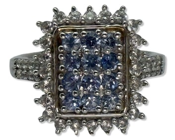 Sterling Silver, White Sapphire, & Tanzanite Ring
