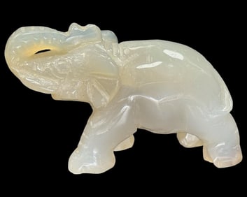 Antique Chinese Carved Jade Miniature Elephant Figurine