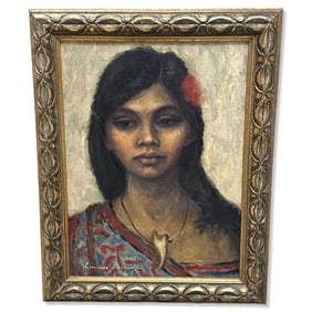 Signed Leonardo Pizzarelli (Italian, 1920-1984) Oil Painting on Board of a Woman's Portrait