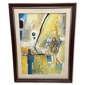 Signed John Cheng Abstract Oil Painting on Canvas