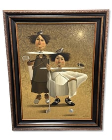 Signed Joe McFadden (American, 1950-2014) Oil Painting on Canvas Birdies in Heaven