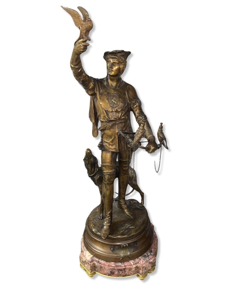 Signed Emile Louis Picault (French, 1833-1915) Brown Patina Bronze & Marble Base Mounted Sculpture (1 of 4)