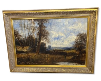 Signed Thomas Hall (American-Swedish, 1883-1958) Oil Painting on Canvas Landscape Scene