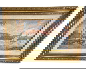 Signed Victor Shlayktin Russian Oil Painting on Canvas "The Point of Vassl Lievsky Island"