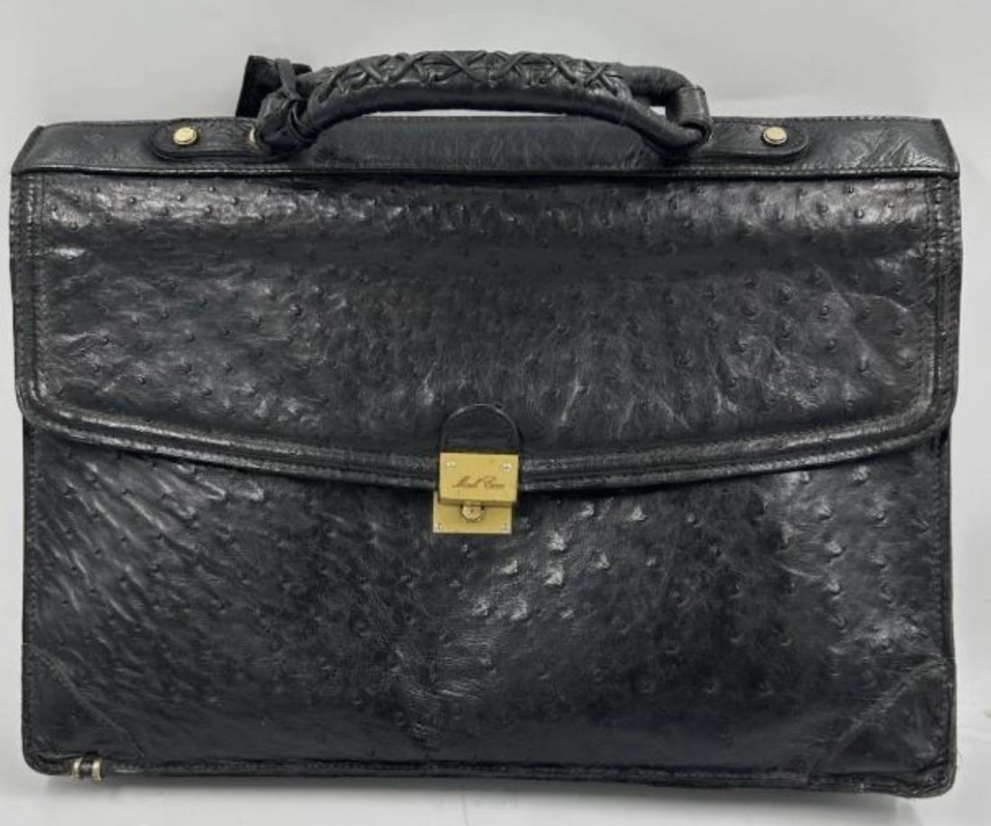 Vintage Mark Cross Ostrich Leather Briefcase: Vintage Mark Cross Ostrich Leather Briefcase