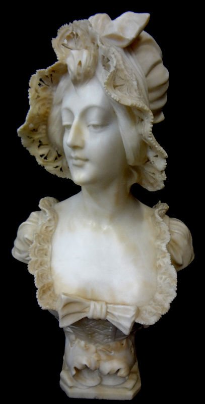 Adolfo Cipriani (Italian 1880-1930) Marble Bust: Adolfo Cipriani (Italian 1880-1930) Marble Bust of a woman. Measures - 22 1/4" high x 13" wide.For Domestic or International Shipping Quotes Please Feel Call Ryan or Dave at Eagle Shipping Center 561-