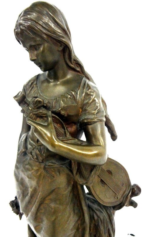 Antique Bronze H. Moreau Figure of Woman: Antique Bronze H. Moreau Figure of Woman. Measures - 25" high x 9 1/2" wide.For Domestic or International Shipping Quotes Please Feel Call Ryan or Dave at Eagle Shipping Center 561-932-0700 or email t