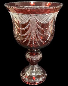 Ruby Cut to Clear Crystal Palace Size Centerpiece Vase