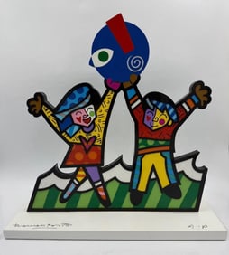 Signed Romero Britto (Brazilian, b. 1963) Mixed Media Sculpture Two Friends