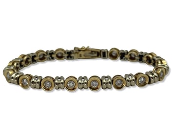 Ladies Custom 14kt YG + WG, & 2.80ct Diamond Tennis Bracelet
