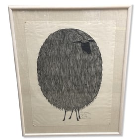Signed Jacques Hnizdovsky (Ukrainian, 1915-1985) The Sheep 1961 Woodcut on Paper