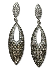 18kt WG & 9.45ct White + Colored Diamond Earrings