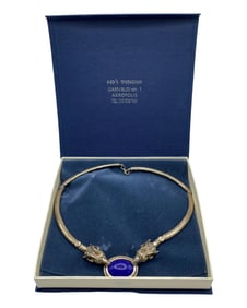 Greek Sterling Silver & Lapis Necklace in Original Box