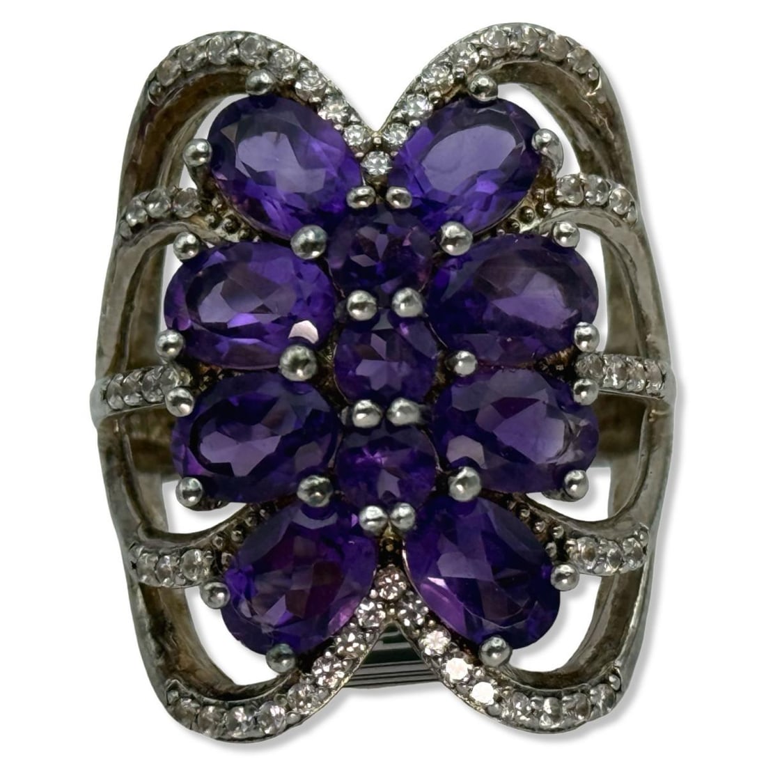 Sterling Silver, White Sapphire, & Amethyst Ring (1 of 2)