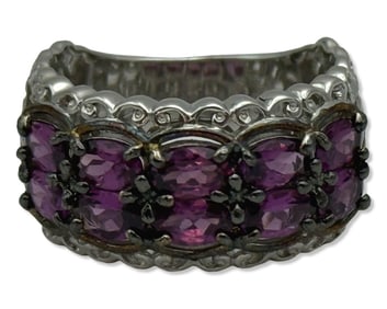 Sterling Silver, Gold Washed Sterling Silver, & Rhodolite Garnet Ring