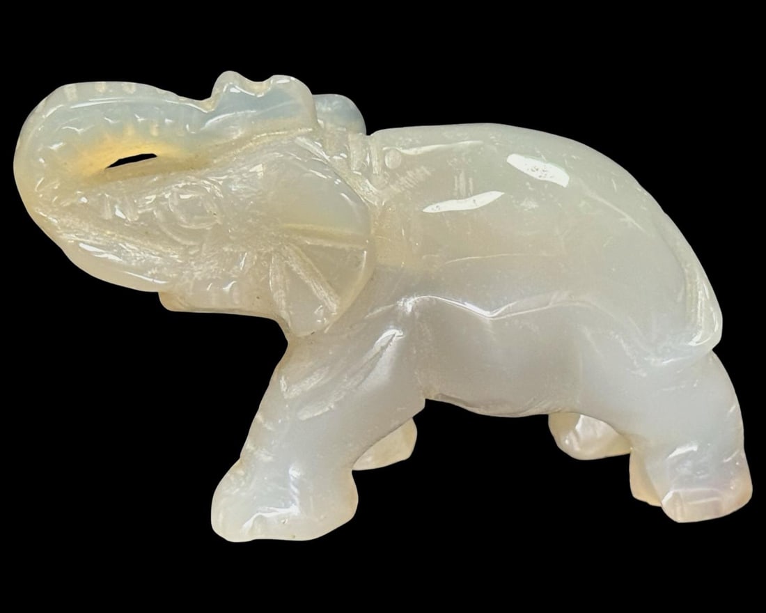 Antique Chinese Carved Jade Miniature Elephant Figurine (1 of 2)