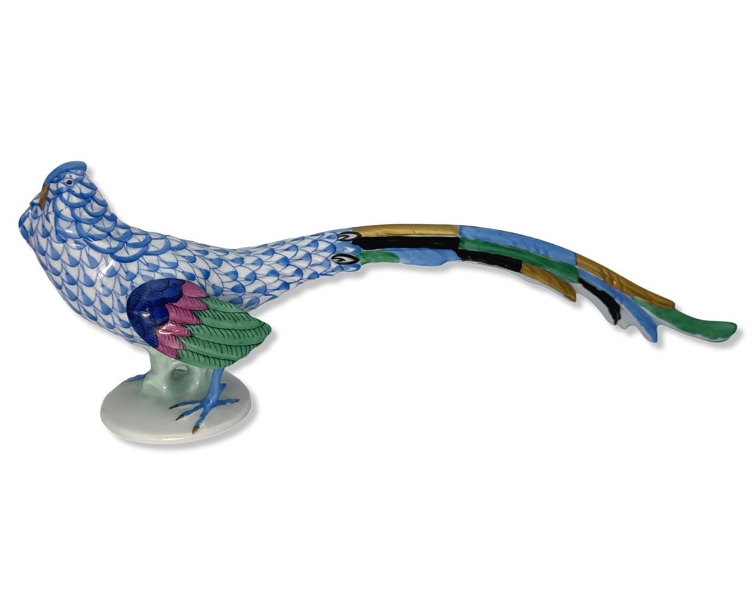 Herend Handpainted Blue Fishnet Pheasant Porcelain Figure (1 of 3)