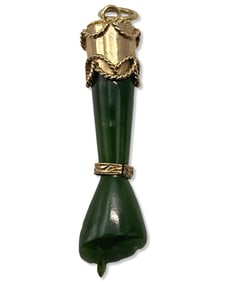 14kt YG & Chinese Jade Arm Pendant